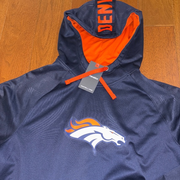NWT Men’s Fanatics Navy Broncos Pullover Hoodie Size XXL - Picture 2 of 5